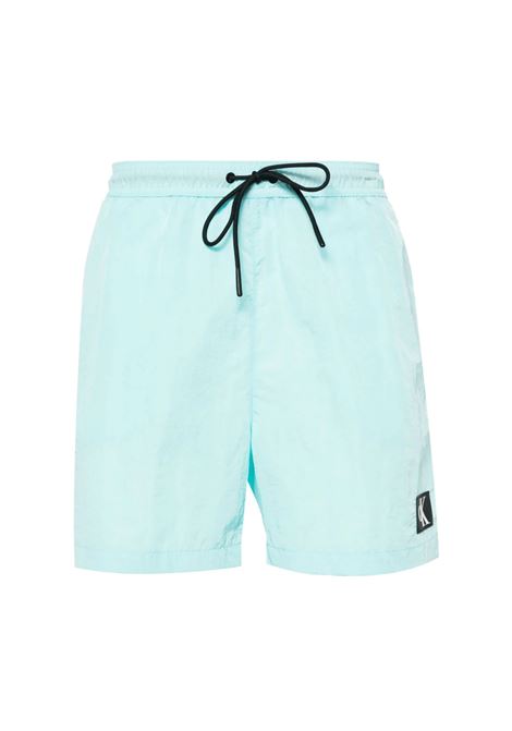 Costume Calvin Klein Logo Patch Medium Drawstring Celeste Uomo CALVIN KLEIN SWIMWEAR | Costumi | KM0KM00980-CSY